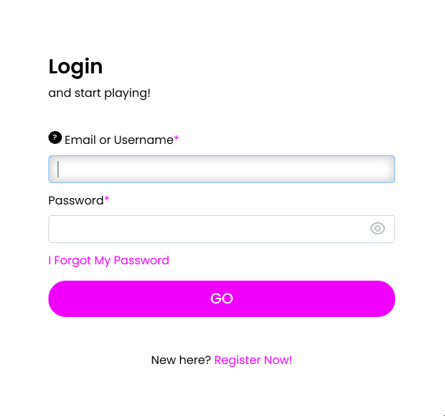 Love Casino 2 Login Process